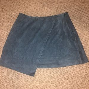 Blue suede skirt